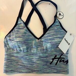Hurley Women's Blue and Green Strappy Sports Bra